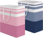 HomeHacks 2 Pack Large Laundry Baskets, Laundry Hampers Bags (Blue 75Lx2)