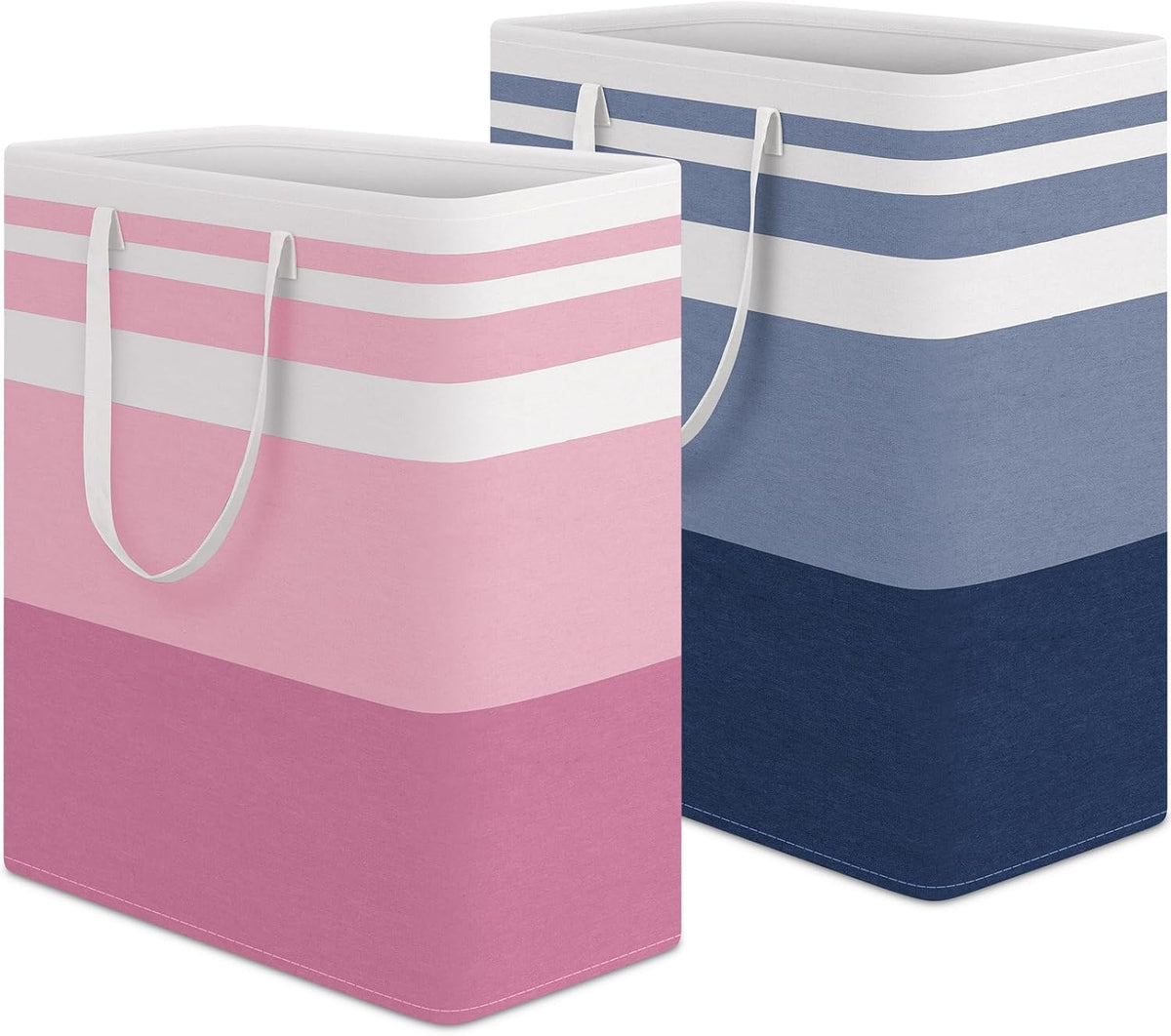 HomeHacks 2 Pack Large Laundry Baskets, Laundry Hampers Bags (Blue 75Lx2)