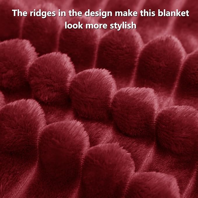 HIMEET Deep Red Ribbed Throw Blanket - Image 8