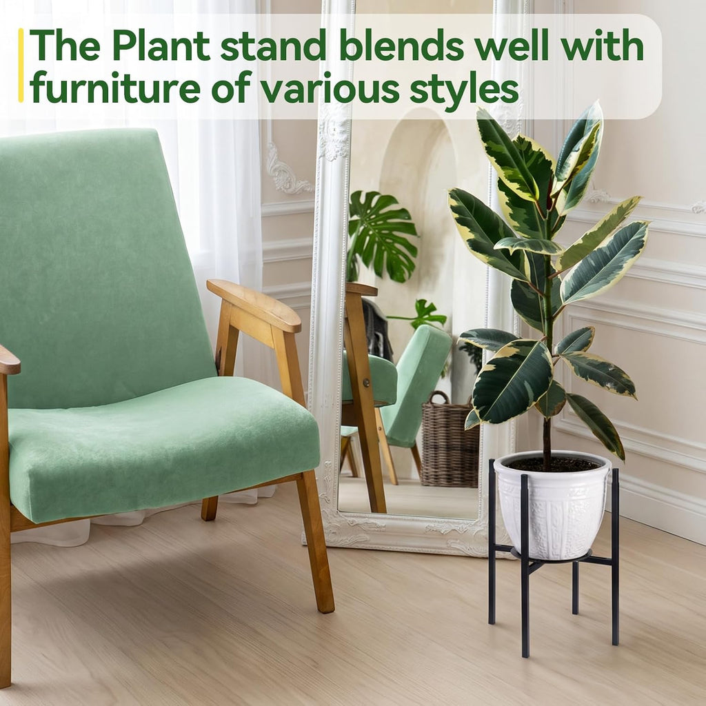Plant Stand Indoor, Width Adjustable Metal Planter Stand, Fits Up 9.6 - 13.6 Inch Pots, Heavy Duty Potted Plant Holder for Home Garden Patio