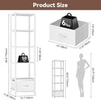 Housolution 6 Tier 60.6" Tall Bookshelf with Storage and LED Light, White