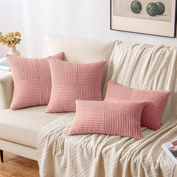 MIULEE Blush Pink Decorative Throw Pillow Covers 18x18 Inch - Image 4