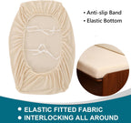 KRFOONN RV Dinette Cushion Covers Stretch Camper Cushions Cover, Beige