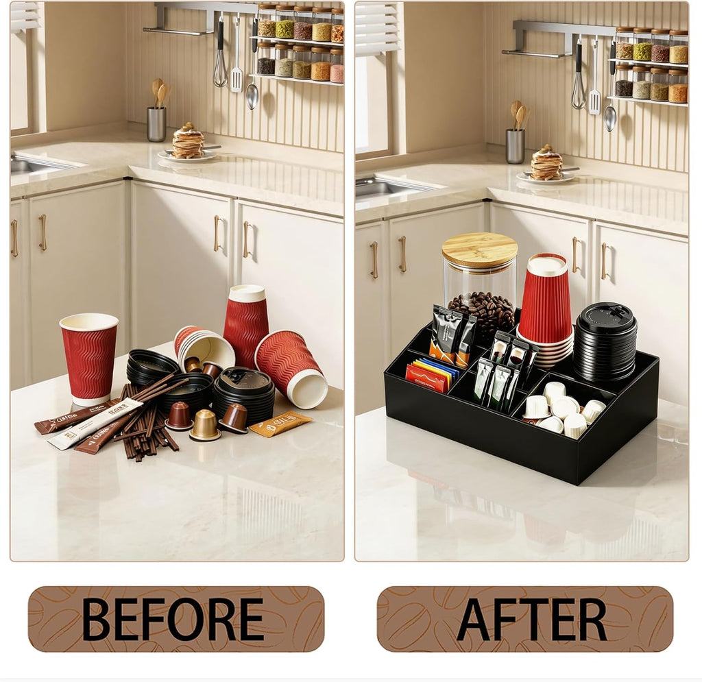 Coffee Bar Accessories, Acrylic Coffee Station Organizer Storage Box