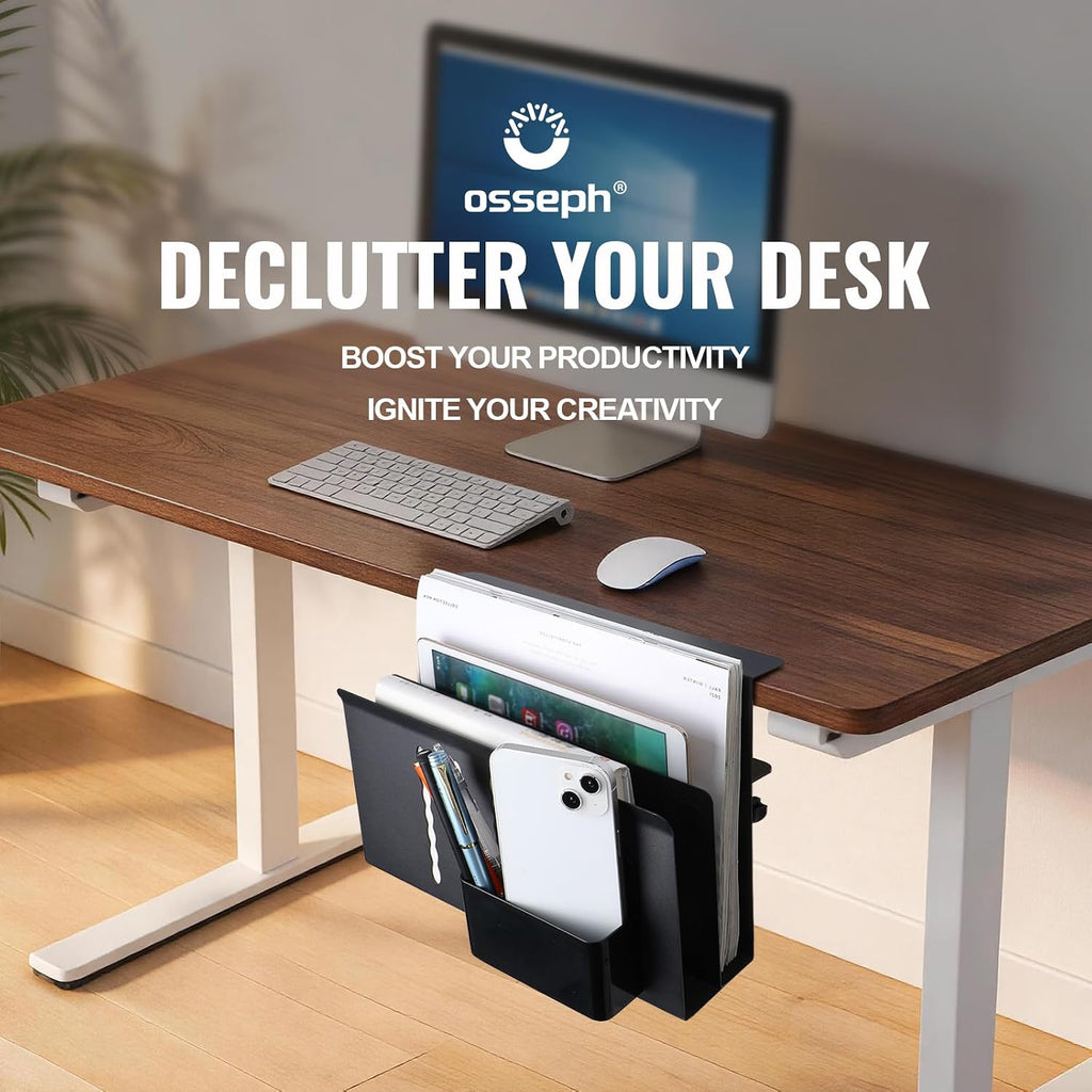 2 Tie Desk Side Storage Organizer,osseph Under Desk laptop holder