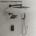 Rain Shower System 12"&6" Shower Heads Wall Mount Shower Faucet Set