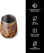 S'well Stainless Steel Wine Tumbler - 9 Fl Oz - Teakwood - Triple-Layered Vacuum-Insulated Container Designed to Keep Drinks Colder, Longer - BPA-Free Barware Accessories