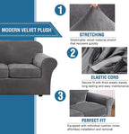 H.VERSAILTEX Real Velvet Plush 3 Piece Stretch Sofa Covers Couch Covers - Image 3