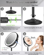 8" Lighted Makeup Mirror with Light,30X Magnifying Height Adjustable Mirror