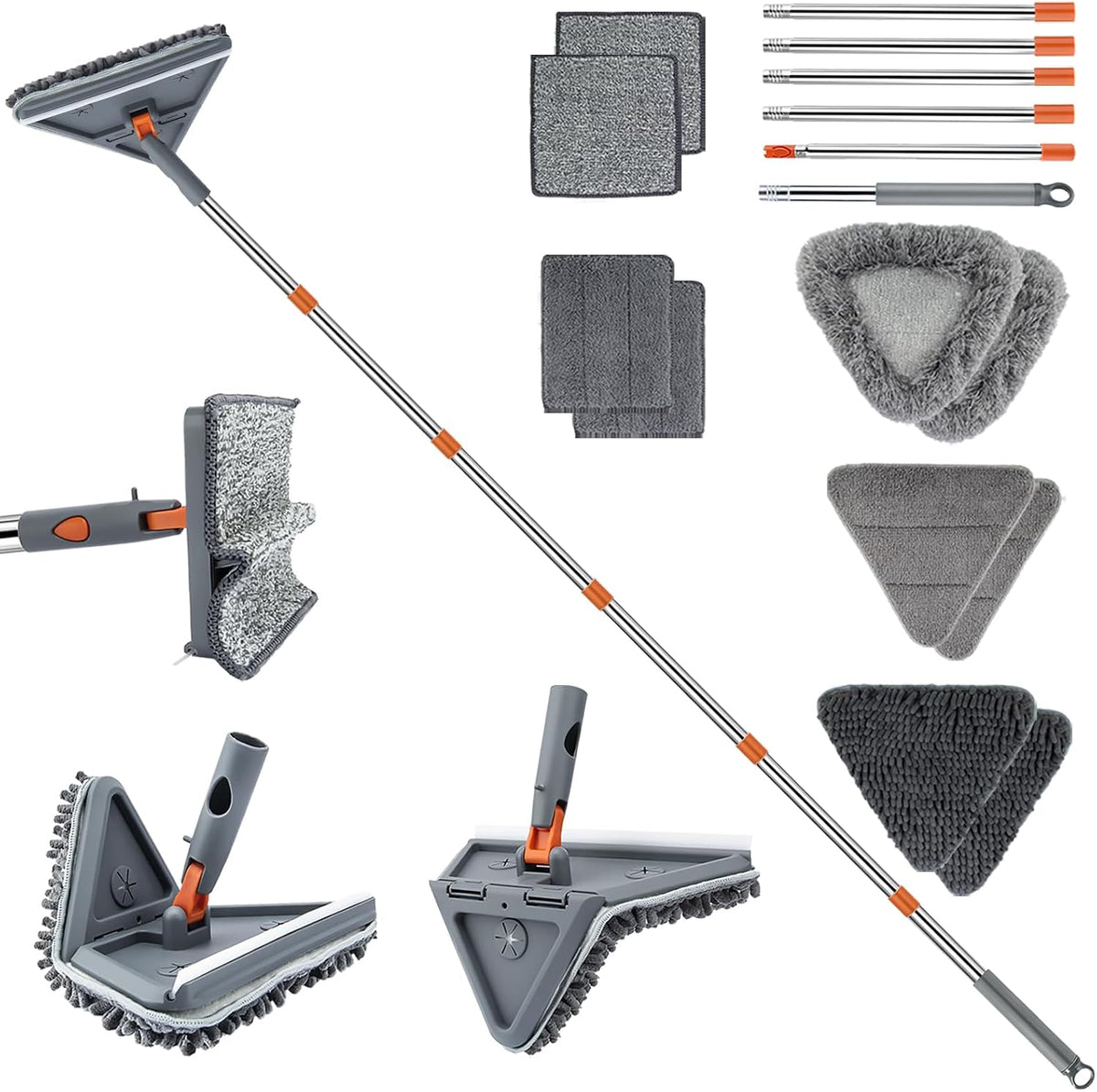 UIMO Wall Cleaner Mop with 94" Long Handle, Triangle Head Scrubber