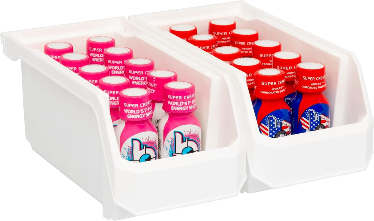 ReadySpace Medium Stackable Plastic Storage Bins, 8-Pack, White