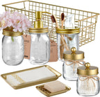 SheeChung 8PCS Mason Jar Bathroom Accessories Set Complete - Bronze
