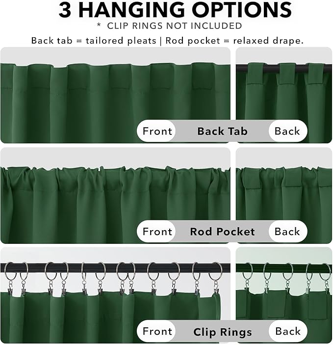 Deconovo Blackout Curtains, Thermal Insulated, W42 x L95 2 Panels, Back Tab - Image 2