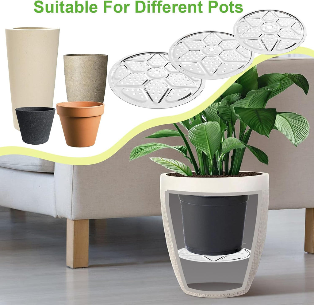 6 PCS Round Planter Inserts for Large Tall Pots,10" 11'' 12'' Stainless Steel Flower Pot Lift Insert Portable Planter Accessories Use Less Potting Soil,for Inside Pots with Drainage Hole