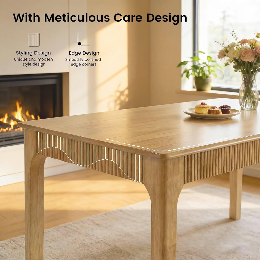 31.5" Solid Wood Dining Room Table,Rectangular Kitchen Real Wooden Table