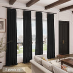 Black Linen Curtains 126 Inches Long 2 Panels Set - Image 7