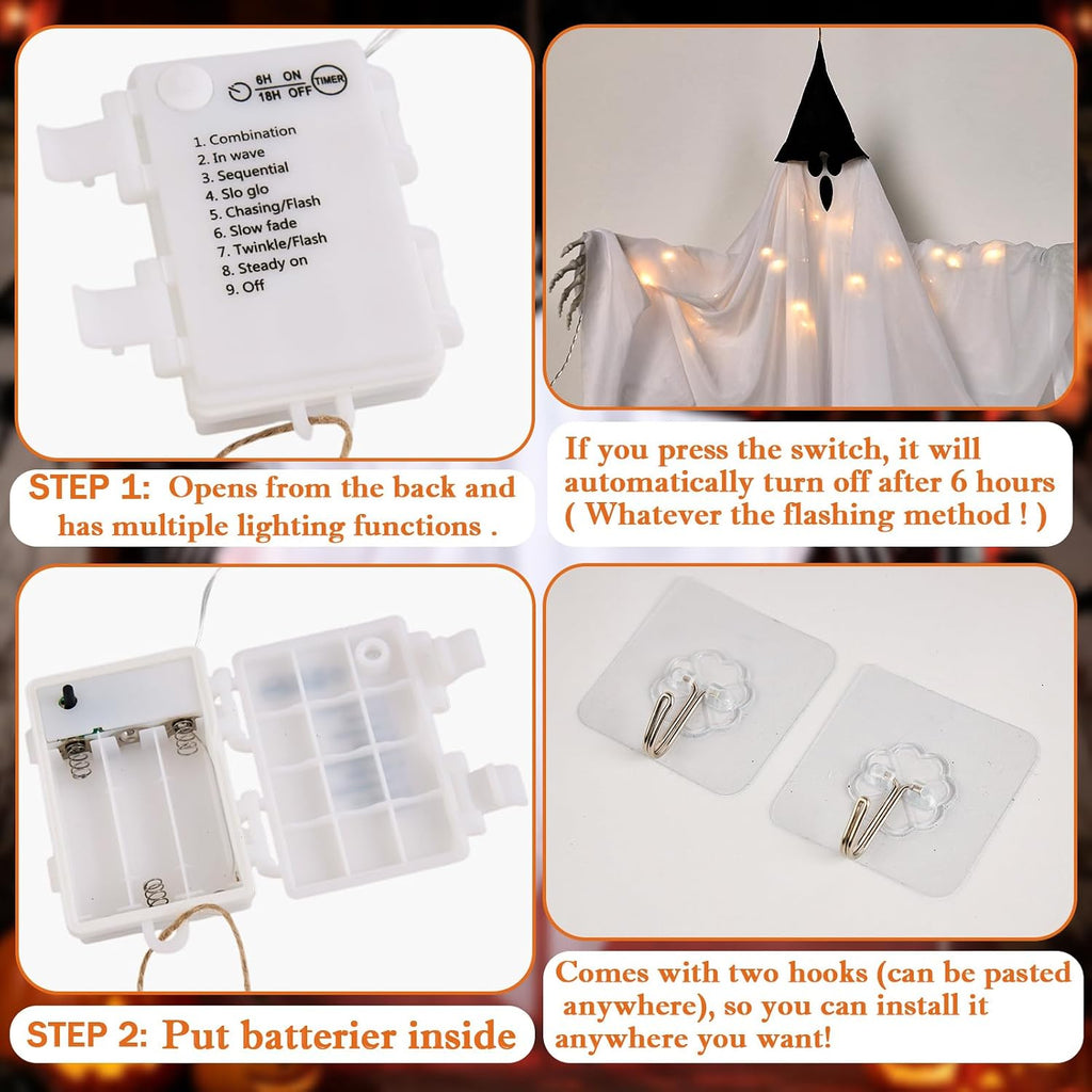 Swinging Hanging Ghosts, Halloween Decorations, Ghosts for Trees Outdoor