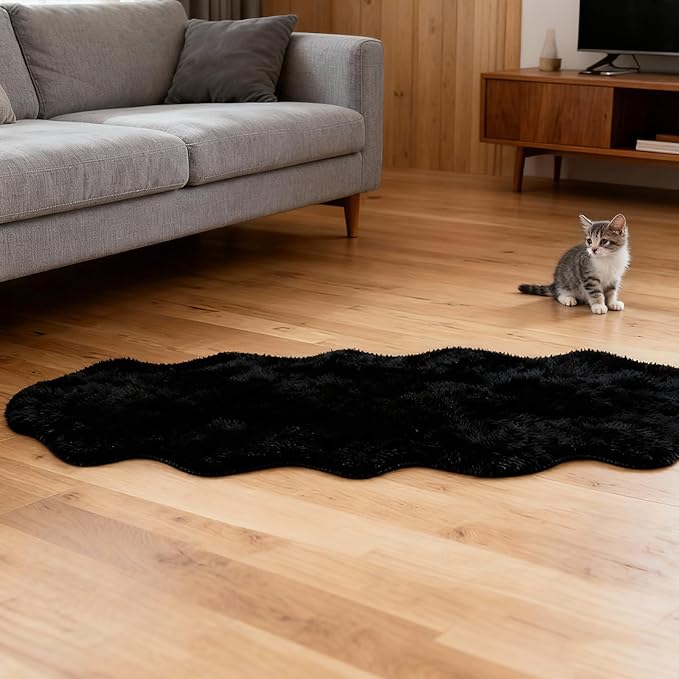 ThreadGlobe Fluffy Faux Rabbit Fur Rug Runner 2'x6', Ultra Soft & Non-Slip Rugs - Image 6