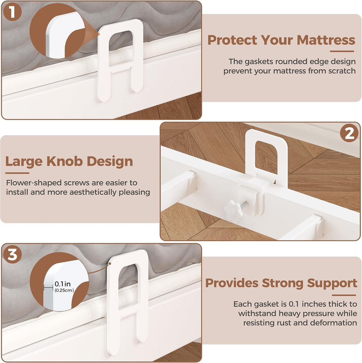 EMODA 6 PCS Mattress Stoppers to Prevent Sliding, Mattress Gripper, White