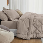 Love's cabin Full Comforter Set, 7 Pieces Bed in a Bag, Burlwood