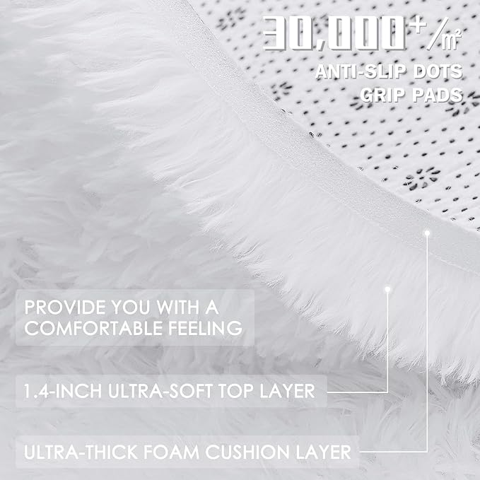 OLANLY 4x4 Machine Washable Accent Rug, Soft Fluffy Shaggy Area Rug - Image 9