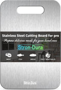 Stron-Dura Small Stainless Steel Cutting Board for Kitchen, 11.5" x 8" Food Safe Metal Chopping Board, Dishwasher Safe, Double Sided Odorless, Cutting Board for Meat Veggies Camping