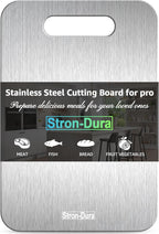 Stron-Dura Small Stainless Steel Cutting Board for Kitchen, 11.5" x 8" Food Safe Metal Chopping Board, Dishwasher Safe, Double Sided Odorless, Cutting Board for Meat Veggies Camping