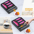 DALSHABET 6 in 1 Bamboo Bag Organizer with Foil and Wrap Dispenser, Black