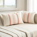MIULEE Set of 2 Coral Red Boho Valentines Decorative Lumbar Pillow Covers 12x20 by MIULEE