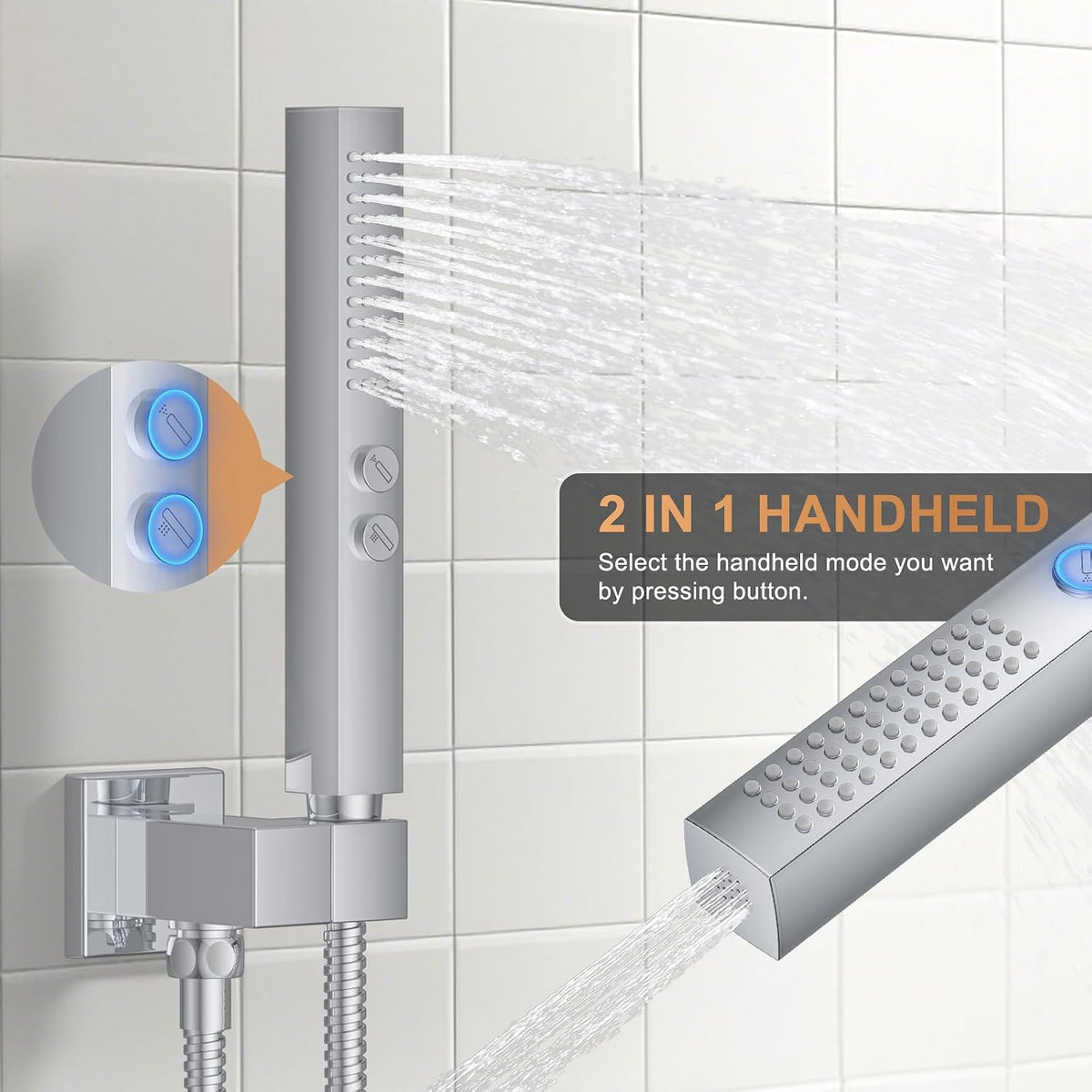 Rain Shower System 12"&6"Dual Shower Head Ceiling Shower Faucet Set