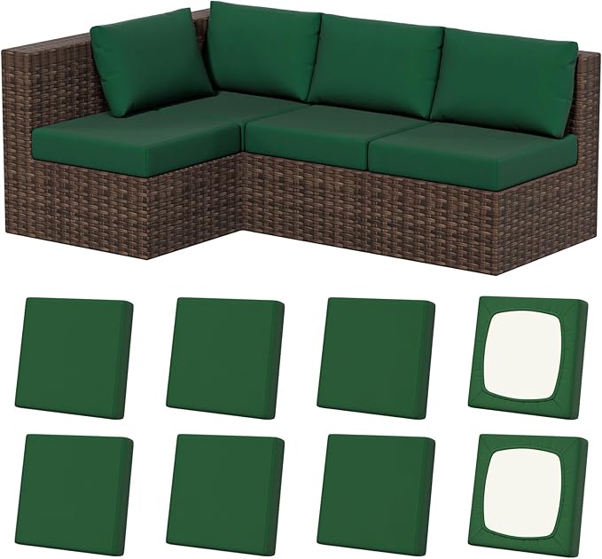 8Pcs Stretch Patio Cushion Covers, Outdoor Couch & Sofa Replacement Slipcovers by VORSHAPE