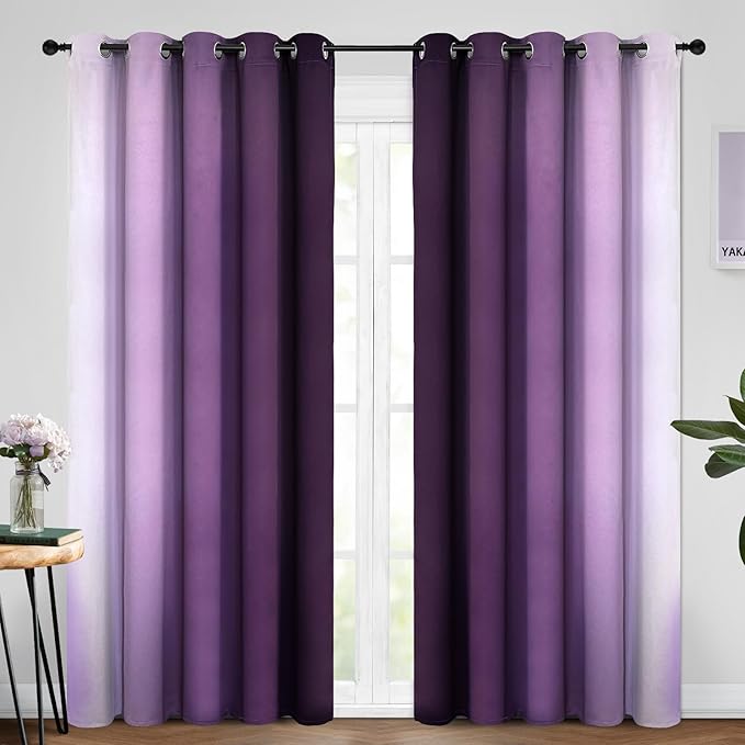 Yakamok Room Darkening Ombre Curtains 84 Inch Length, Light Blocking Grommet - Image 2