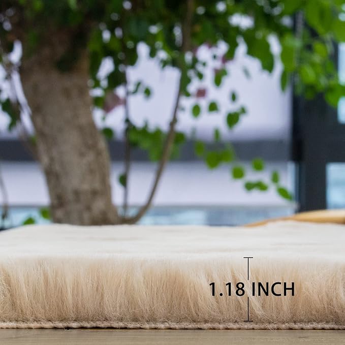 ORINOVA Light Brown Beige Plush Shag Area Rugs 8x10 Rugs - Image 6
