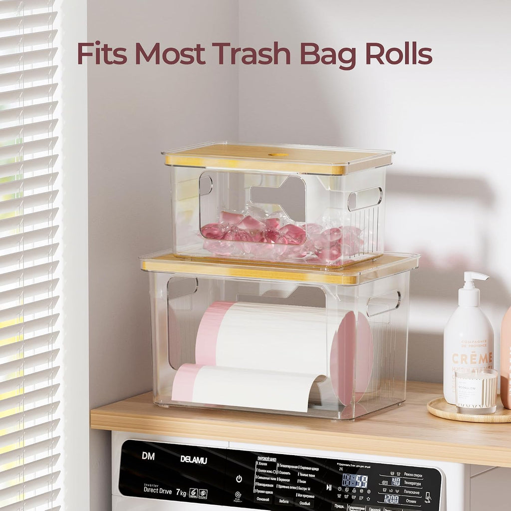 Delamu 2 Pack (XL+S) Trash Bag Dispenser, Stackable Garbage Bag Holder