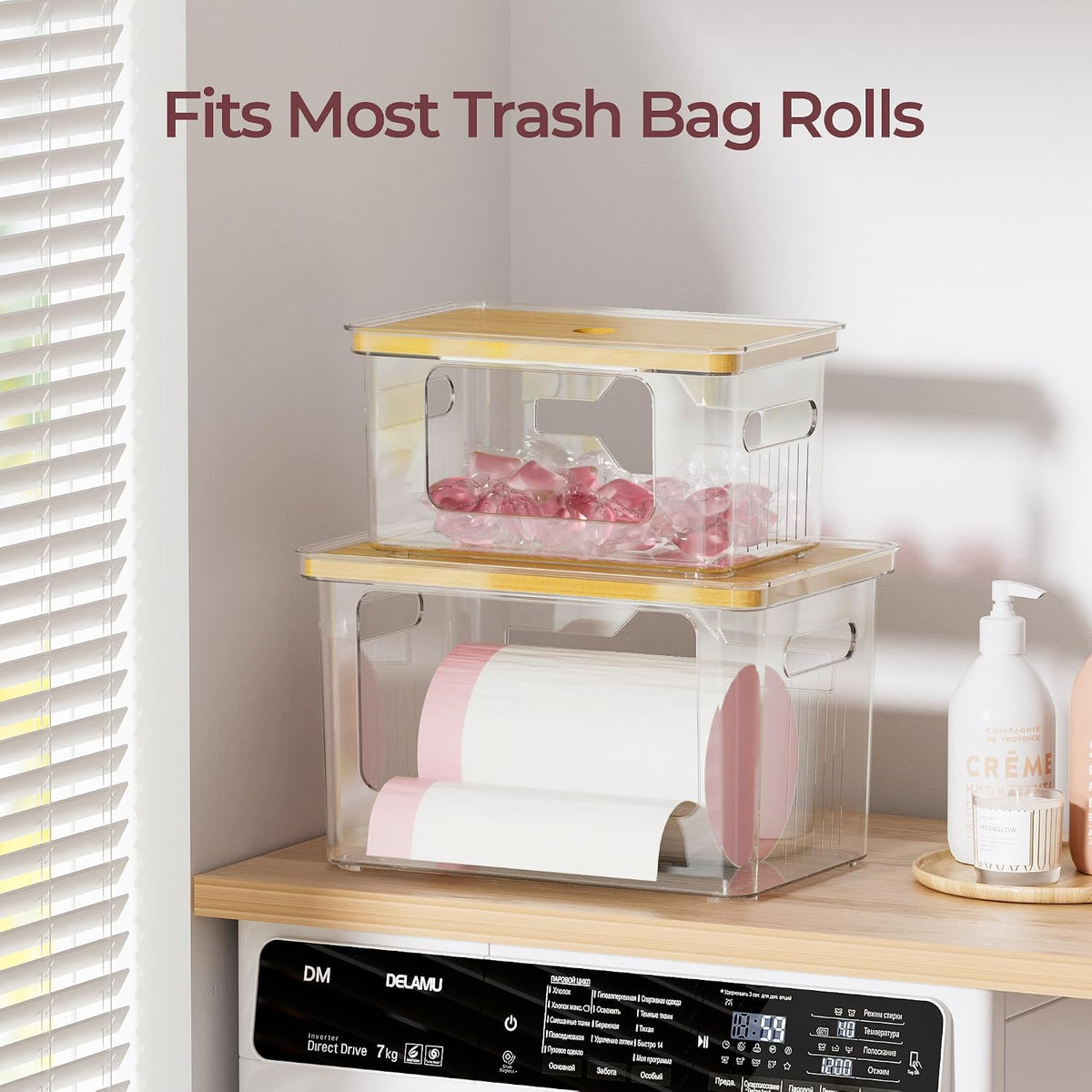 Delamu 2 Pack (XL+S) Trash Bag Dispenser, Stackable Garbage Bag Holder