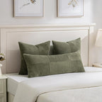 Fancy Homi Set of 2 Olive Green Boho Long Lumbar Body Decorative Throw Pillow - Image 2