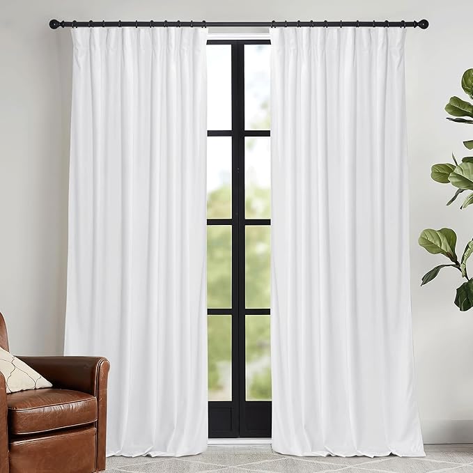 RYB HOME White Velvet Curtains 72 inches by RYBHOME