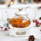 Teapot Warmer, Ceramic Tea Warmer with Tealight Holder, Teapot Heater for Heating Coffee, Milk, Tea Light Heater, Candle Warmer (White)