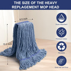 KeFanta 3 Pack Heavy Duty Commercial Mop Head Replacement, Blue