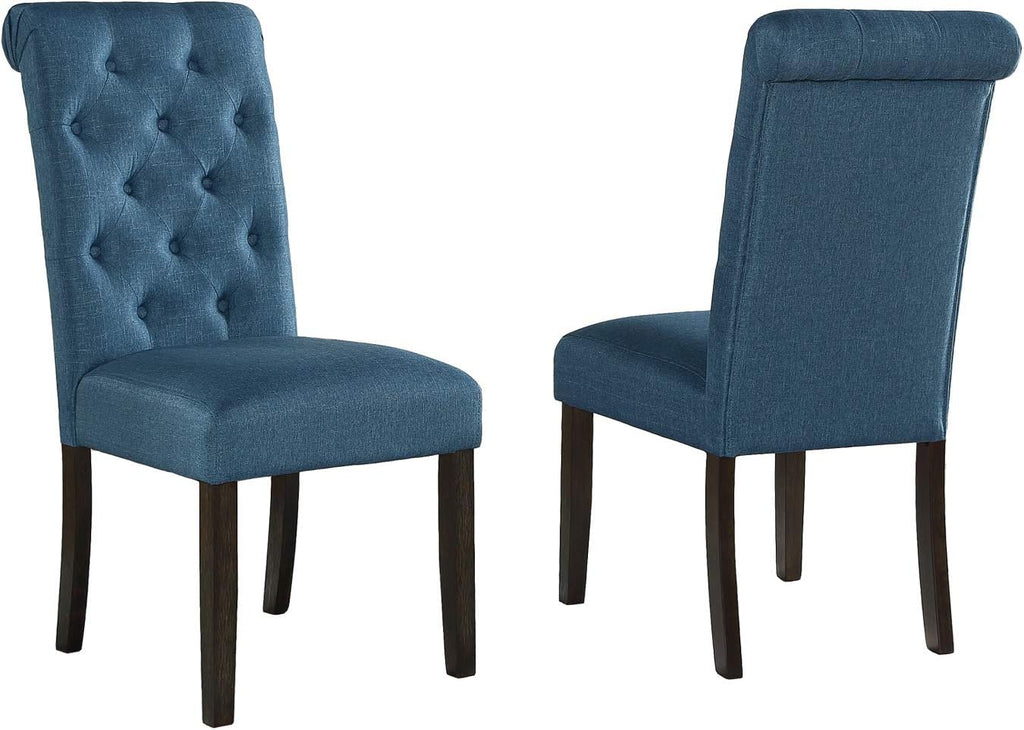 Roundhill Furniture Leviton Solid Wood Tufted Dining Chair, Set of 2, Gray