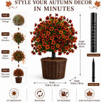 60Stems Fall Artificial Flowers for Outdoors, 22''UV Resistant Fake Flowers