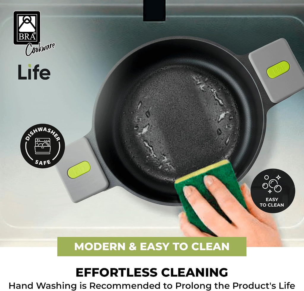 BRA COOKWARE Life Ceramic Nonstick Sauté Pan w/Lid | 12.6 In 4.8Qt Aluminum