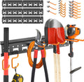 Garden Tool Organizer Wall Mount - Garage Storage and Organization Yard Tool Hanger with Adjustable Pegboard Hooks Shed Rack for Broom Mop Shovel Rake Trimmers, 48 inch Max 550lbs, Black
