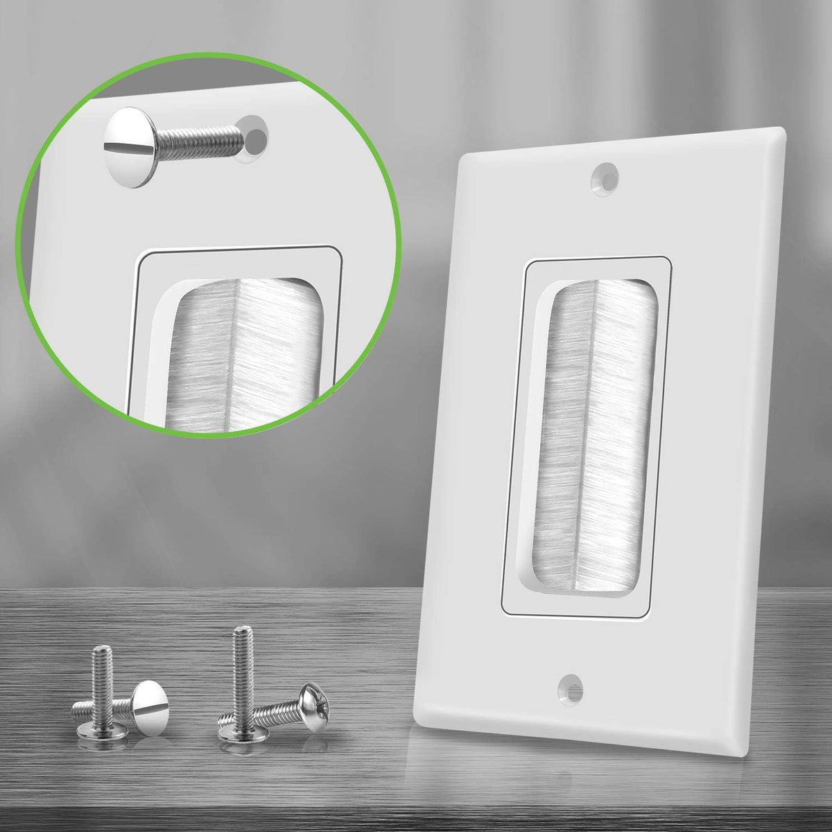 TOPGREENER 1-Gang Bristled Brush Pass-Through Wall Plate, 6-Pack