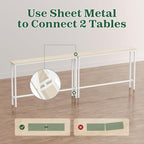 SUPERJARE 78.8 inch Narrow Behind Couch Table with Charging Stations