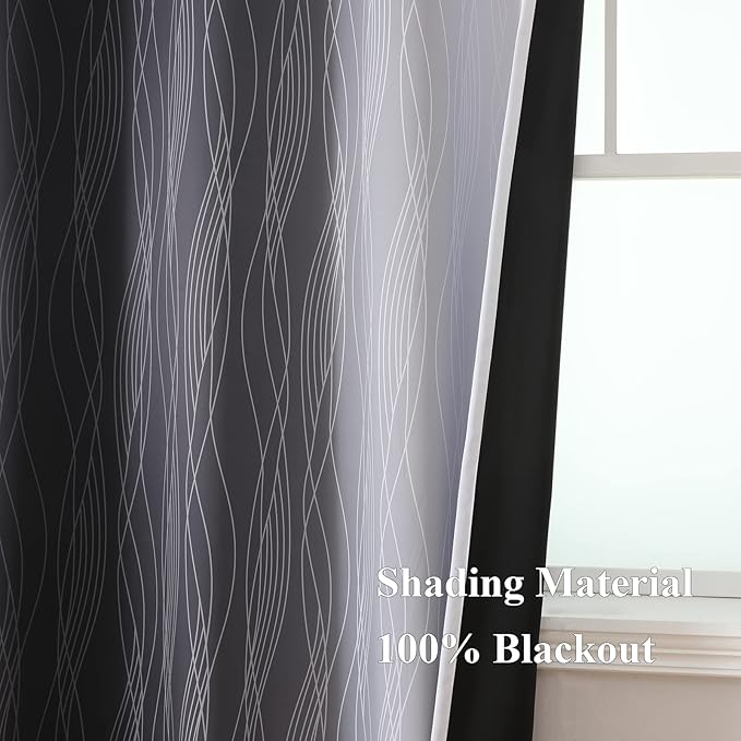 Estelar Textiler Ombre Blackout Curtains 102 Inches Long 2 Panels Set, Full - Image 5