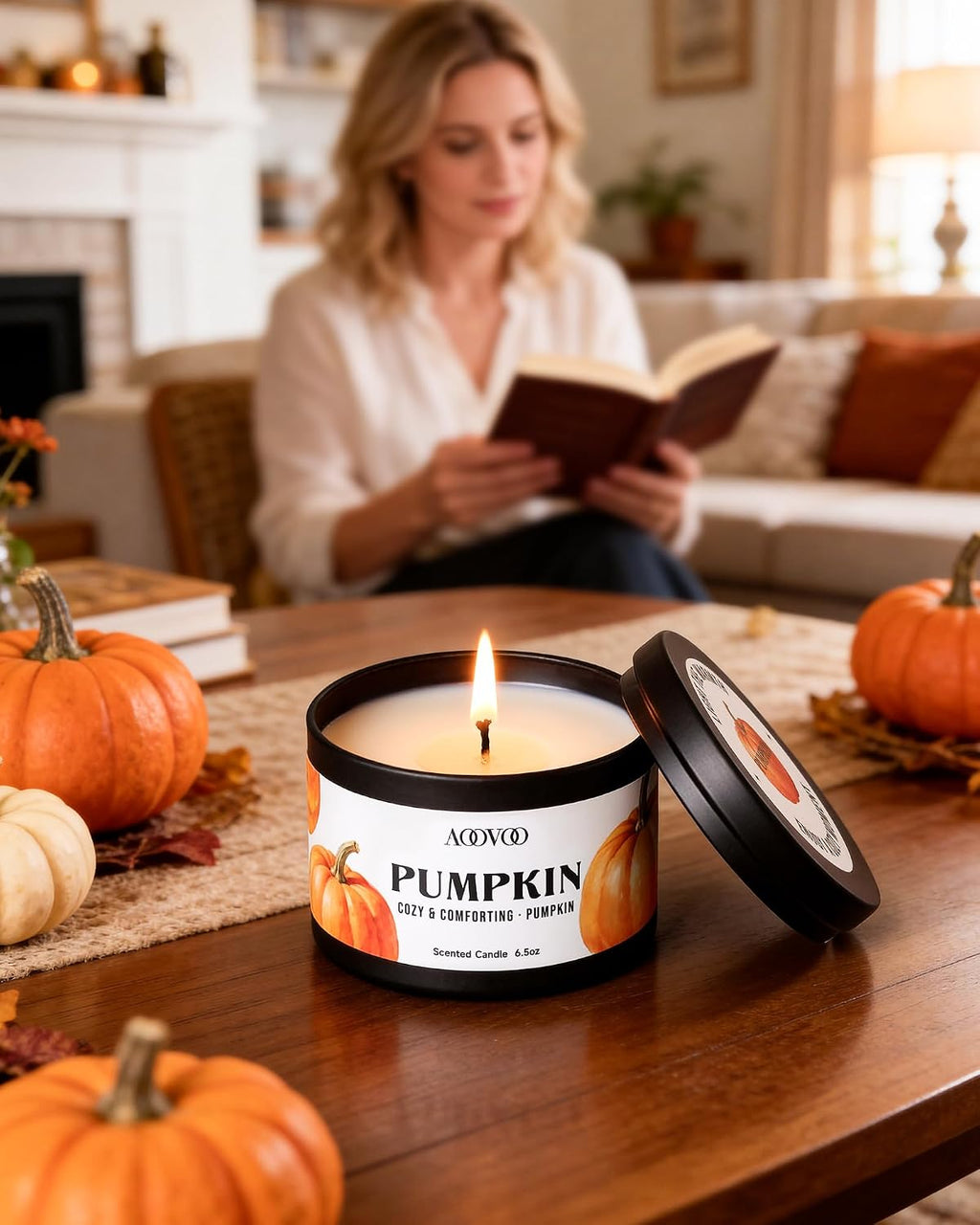 AOOVOO Fall Candle Set - 4 Pack Scented Candles for Home Autumn Decor Gift