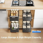 Mustorn 2 Pack Pull Out Cabinet Organizer, Slide Out Drawers for Cabinets, Peel and Stick, Heavy Duty Shelves for Kitchen, Cupboard, Pantry, Bathroom (14.76" D*9.65" W*7.87" H-Black)