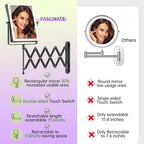 FASCINATE 8.7" 5000mAh Rechargeable Wall Mounted Makeup Mirror (Black)