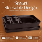 Nonstick Bakeware Set 8 Piece - Stackable Baking Pan Set, Oven safe 450°F, Carbon Steel Baking Set with Muffin, Loaf, Cookie Sheets & Roaster, Easy Storage, BPA-Free (Dark Brown)